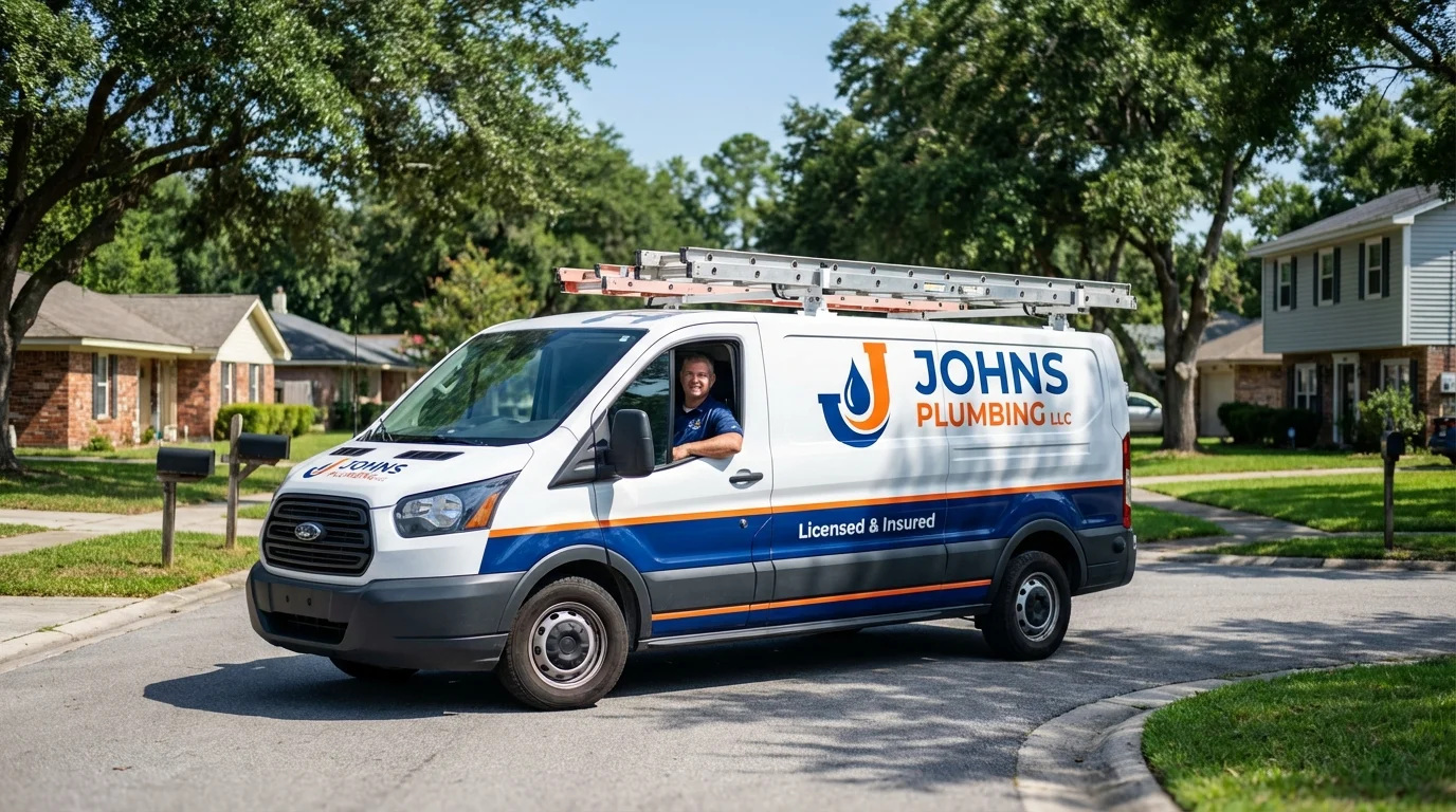 Johns Plumbing LLC service van in Mount Olive, NC