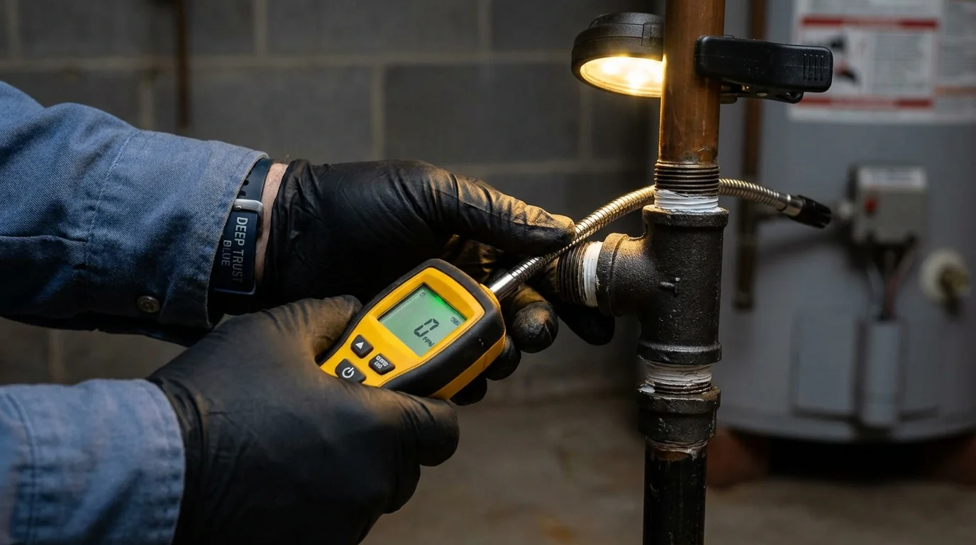 Gas leak detection with electronic sniffer by Johns Plumbing LLC in Mount Olive