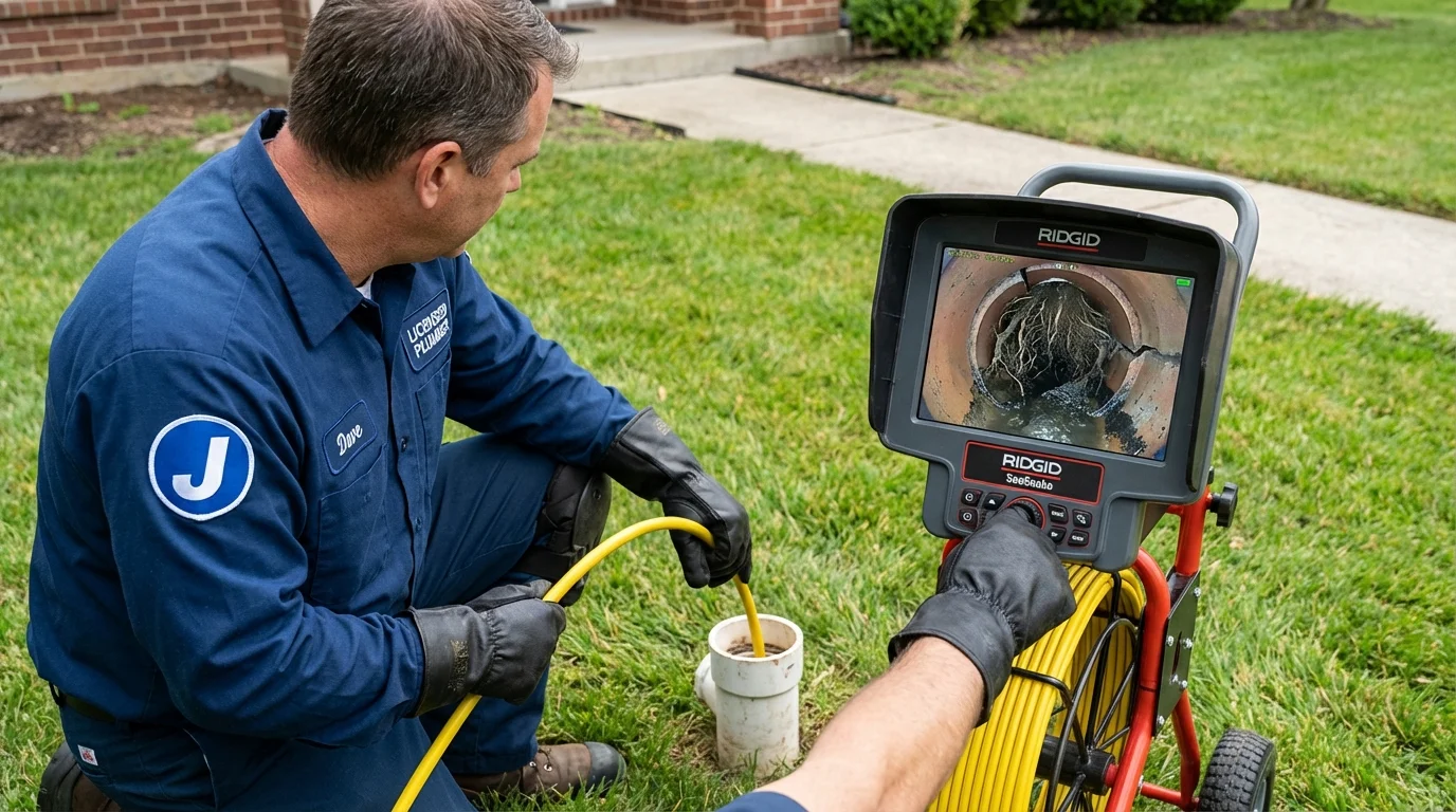 Sewer camera inspection being performed by Johns Plumbing LLC in Mount Olive